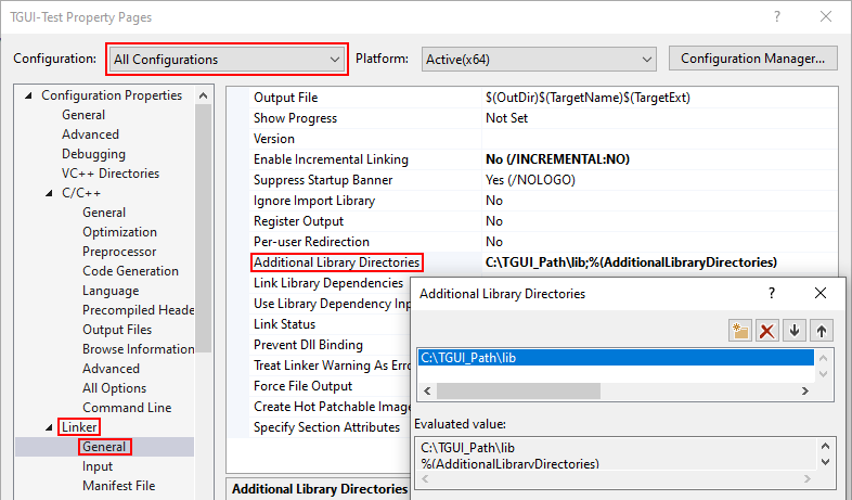 Visual Studio Additional Library Directories